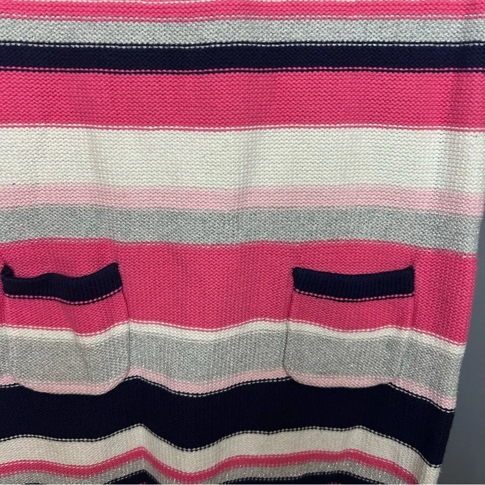 Gymboree Girls Striped Sweater Dress Pink Navy Cotton Size 10 Pockets